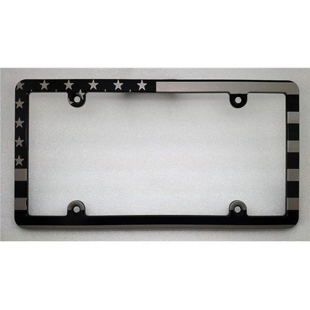 BOOKAZINE American Flag Slimline Aluminum License Plate Frame; Black TI1360649